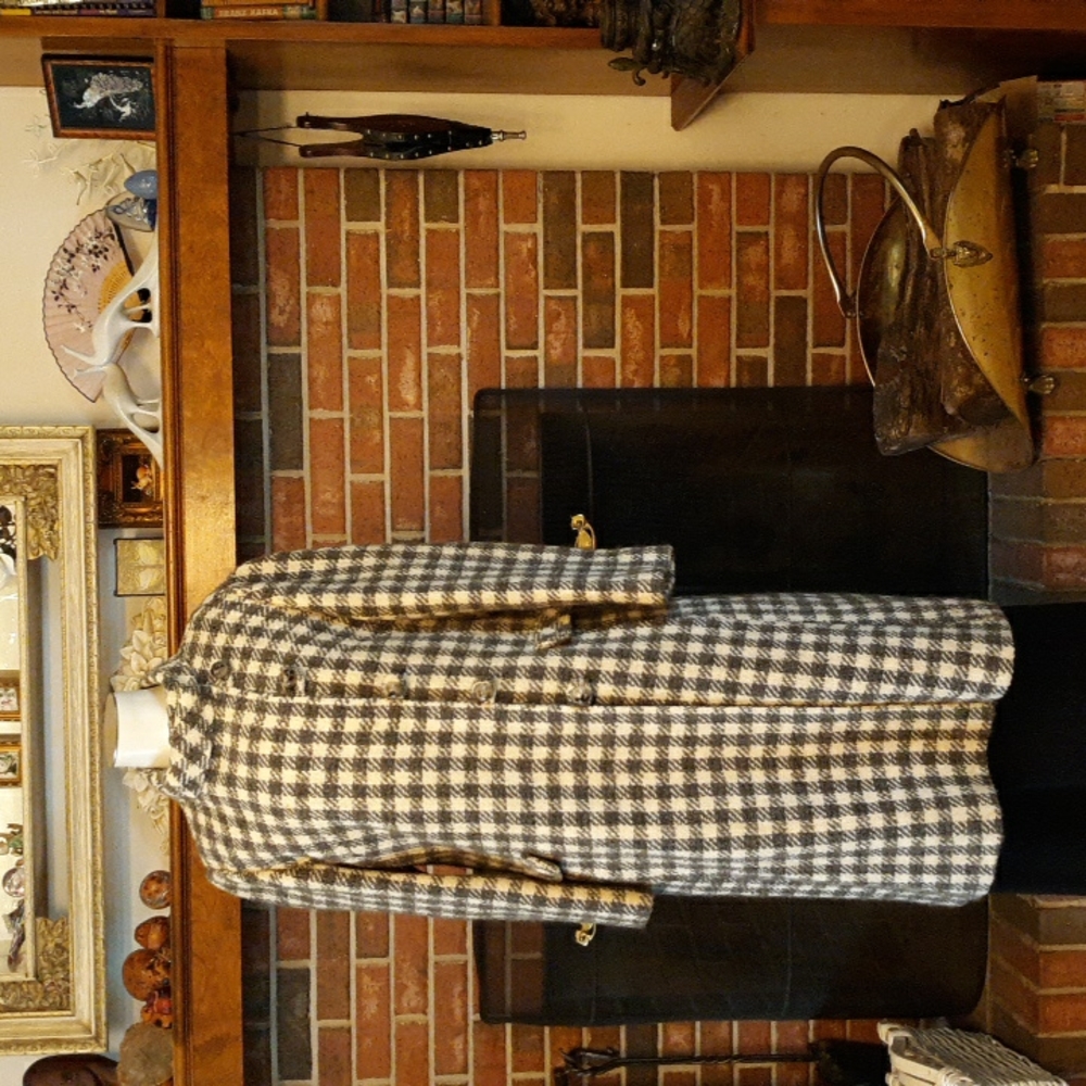 Women's Houndstooth Vintage Wool Coat